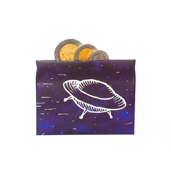 Alien UFO Blue Coin Paper Pouch Wallet